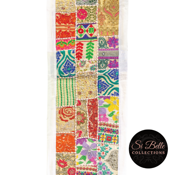 si belle collections White Colourful Cascade Table Runner middle