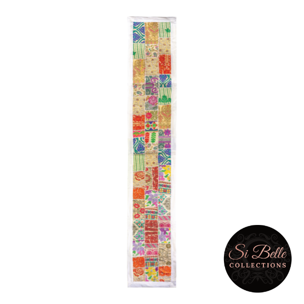 si belle collections White Colourful Cascade Table Runner full