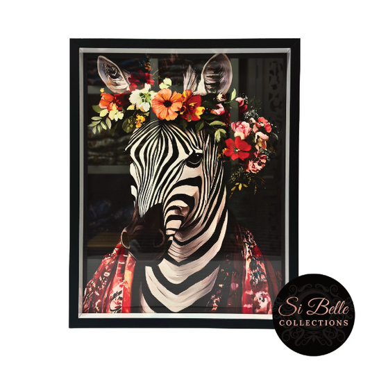 Zebra in Bloom Box Framed Art