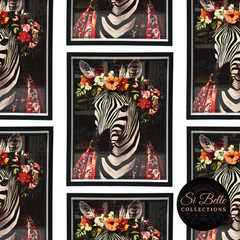 Zebra in Bloom Box Framed Art repeated