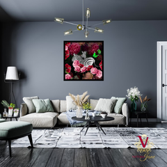 beautiful Victoria Jane Zebra Rose Wall Art brightens a monochromatic room, stylish modern floral artwork