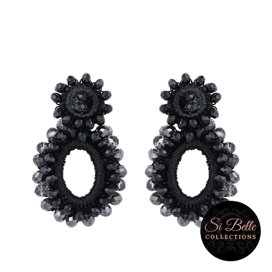 Si Belle Collections - Black Beaded Glory Earrings