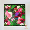 Victoria Jane King Parrot Black Framed Wall Art bright floral crown