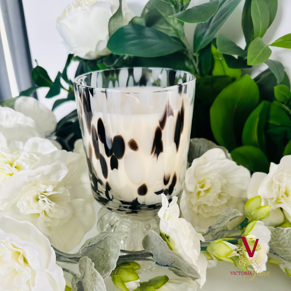 Victoria Jane Dalmatian Diva : Large Scented Candle, Flower Bomb with flowers