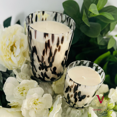 Large and extra large dalmatian candles styled flowers