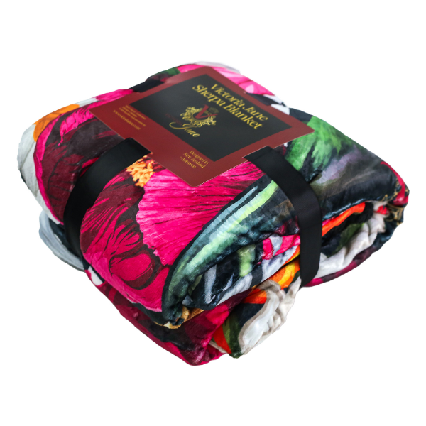 Victoria Jane - Lily Bird high quality sherpa blanket colourful vibrant Forest Fantasy Collection folded beautiful packaging