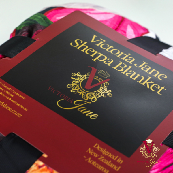 Victoria Jane - Lily Bird high quality sherpa blanket colourful vibrant Forest Fantasy Collection folded beautiful packaging close up detail