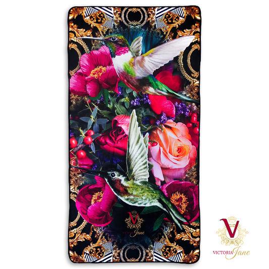 Victoria Jane - Peony bird high quality polyester microfibre Towel bright vibrant Forest Fantasy Collection, absorbent and anti-bacterial