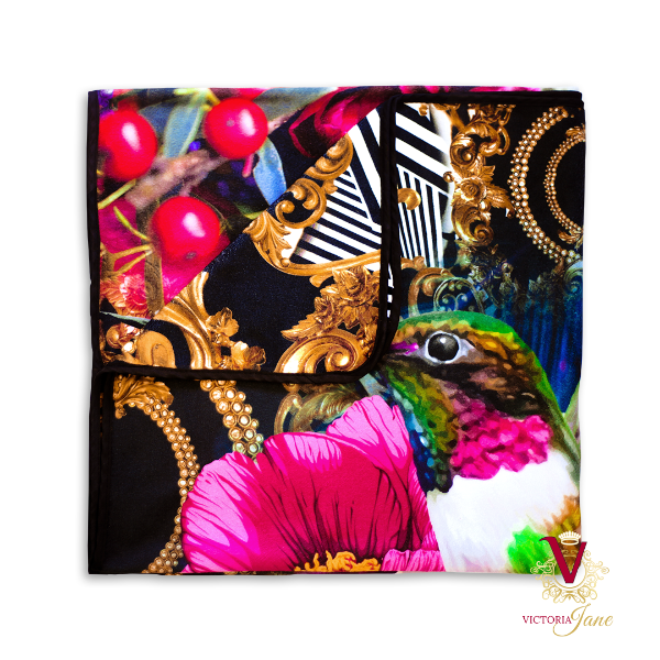 Victoria Jane - Peony bird high quality polyester microfibre Towel bright vibrant Forest Fantasy Collection, absorbent and anti-bacterial bird close up 