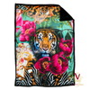 Victoria Jane - Peony Tiger high quality sherpa blanket colourful vibrant Forest Fantasy Collection