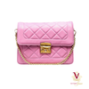 Victoria Jane - Quilted Cross Body Bag - Lipstick Pink front view