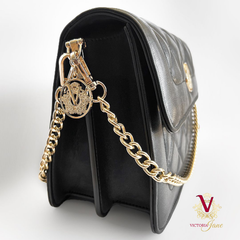 Victoria Jane Quilted Cross Body Bag Black side view