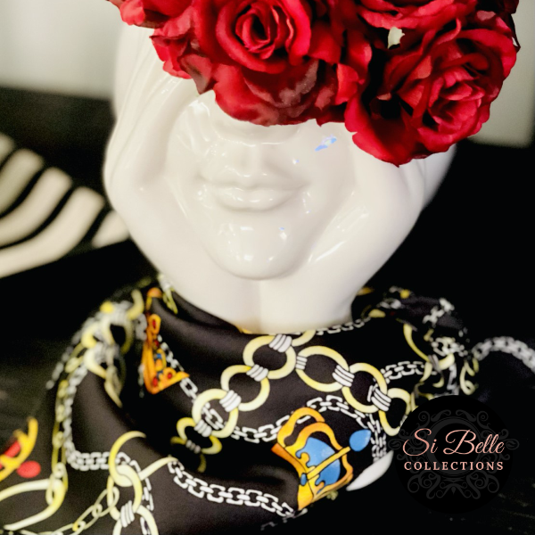 Si Belle Collections - Black Charlie King Scarf rose