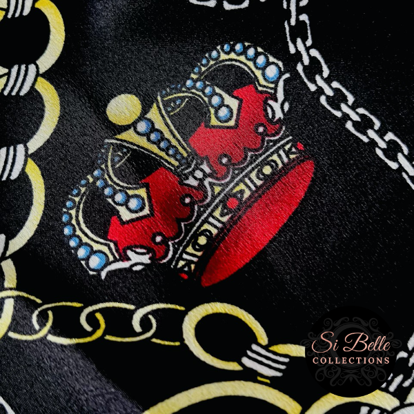 Si Belle Collections - Black Charlie King Scarf crown close up