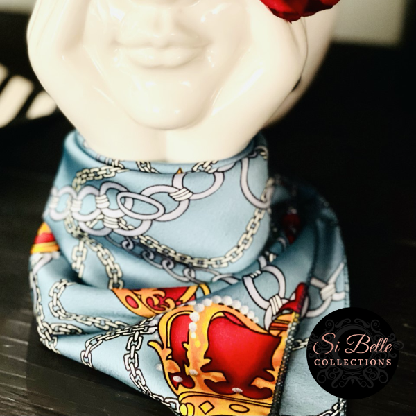 Si Belle Collections - Blue Charlie King Scarf rose styled