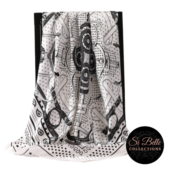 Si Belle Collections - Bridled Paisley White Scarf
