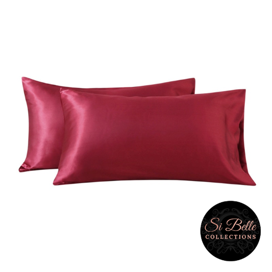 Si Belle Collections - Burgundy Satin Pillowcase