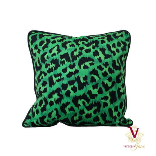 Victoria Jane - Fabulous Flamingo Velvet Cushion back leopard green pattern