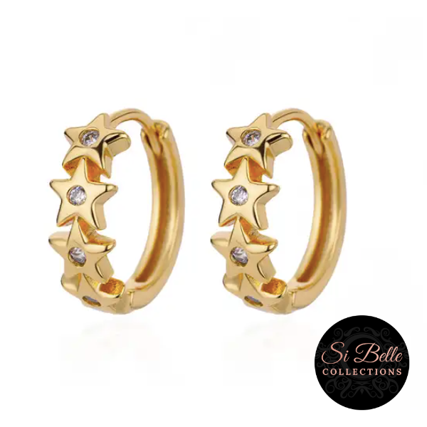 Si Belle Collections - Gold Star Hoop Earrings