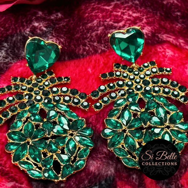 Si Belle Collections - Heart of Green Earrings close up