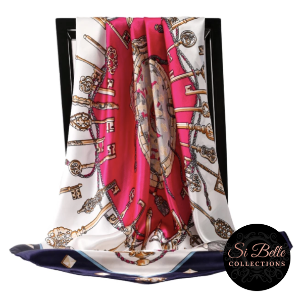 Si Belle Collections - Keys of Pink and Navy Scarf
