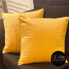 Si Belle Collections - Mustard Gold Accent Cushion styled on couch