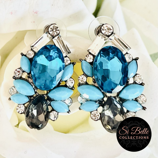 Si Belle Collections - Turquoise Charlotte Earrings on rose