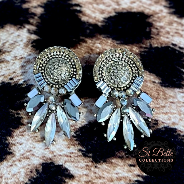Si Belle Collections - Blue Festival Fun Earrings on leopard print