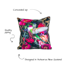 Victoria Jane - Lily Bird Velvet Cushion front info