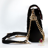 stylish victoria jane noir black raspberry red cross body phone quilted gold chain stylish side view