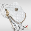 snow white and champagne metallic victoria jane cross body phone bag gold chain logo stylish new splash water