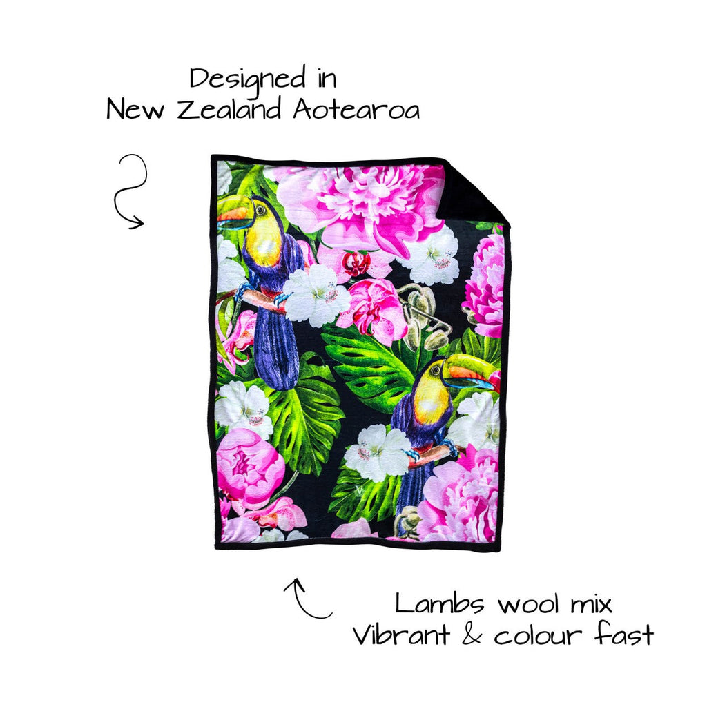 Victoria Jane - Jungle Jive Sherpa Blanket New Zealand designed lambs wool vibrant