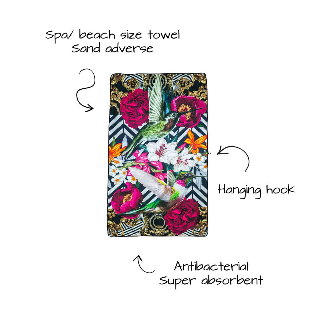 Victoria Jane - Lily Bird Spa Art Towel - Forest Fantasy Collection bright colourful facts