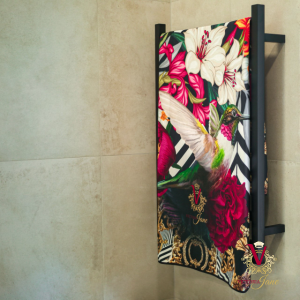 Victoria Jane - Lily Bird Bathroom Art Towel - Forest Fantasy Collection high quality polyester microfibre Towel colourful vibrant Forest Fantasy Collection, absorbent and anti-bacterial towel rack beautiful