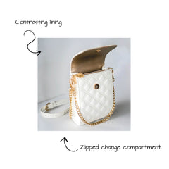 Ultimate Cross Body Phone Bag - Snow White and Champagne Metallic