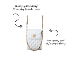 Ultimate Cross Body Phone Bag - Snow White and Champagne Metallic