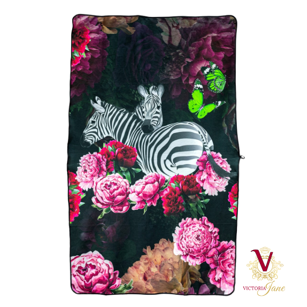 Victoria Jane - Zebra Rose Spa Art Towel bright beautiful flowers front