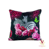 Victoria Jane - Zebra Rose Velvet Cushion butterfly floral bright bold beautiful front
