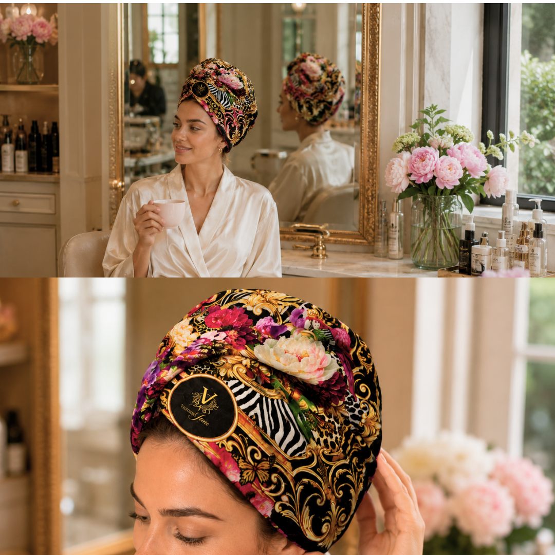 Luxe styling cloth worn as a hair turban