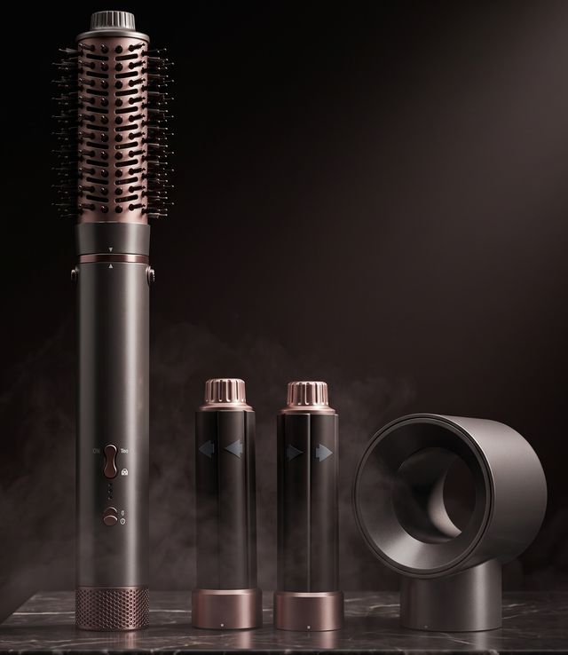 Multi-styler with interchangeable curling and brush attachments